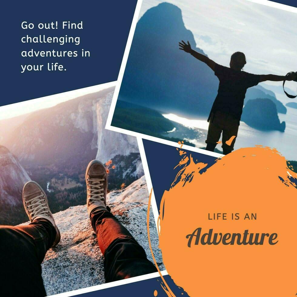 Blue Collage Life Adventure Instagram Post template