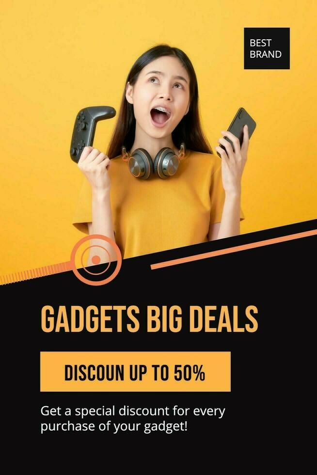 Yellow Minimalist Gadget Big Deals Pinterest template