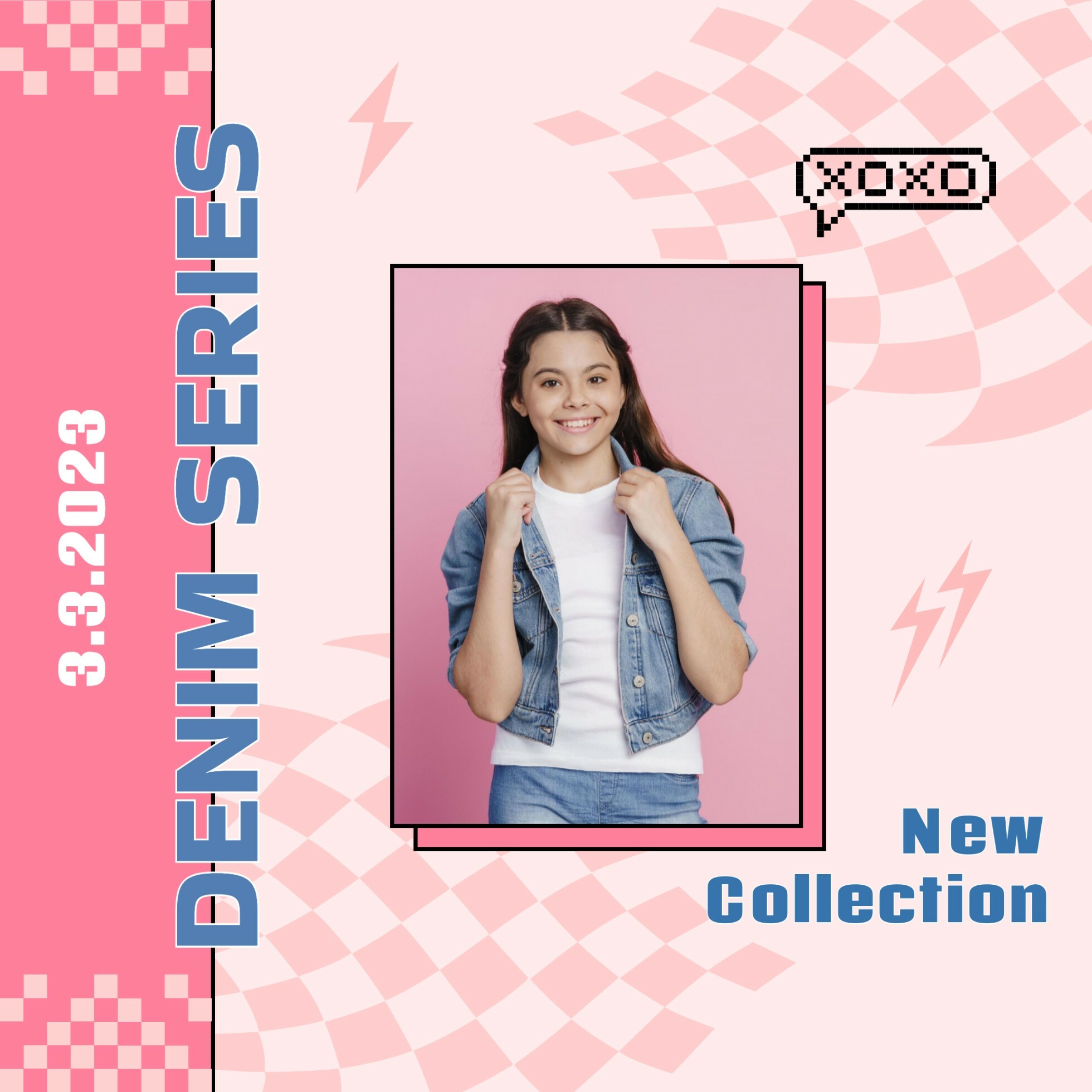 Pink Minimalist Denim Clothing Collection Instagram Post template