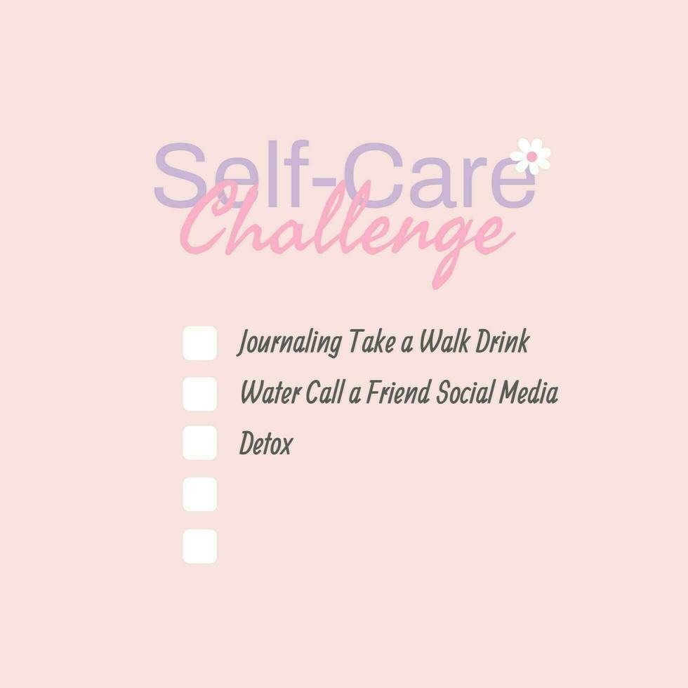 Pink Purple Self-Care Challenge Checklist template