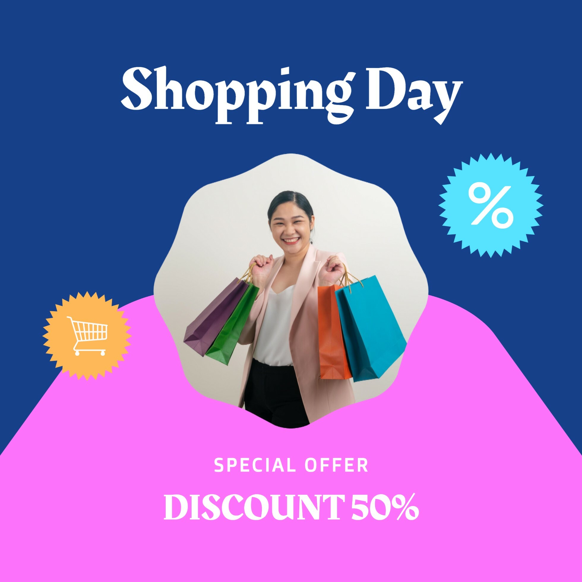 Blue Blob Shopping Day Instagram Post template