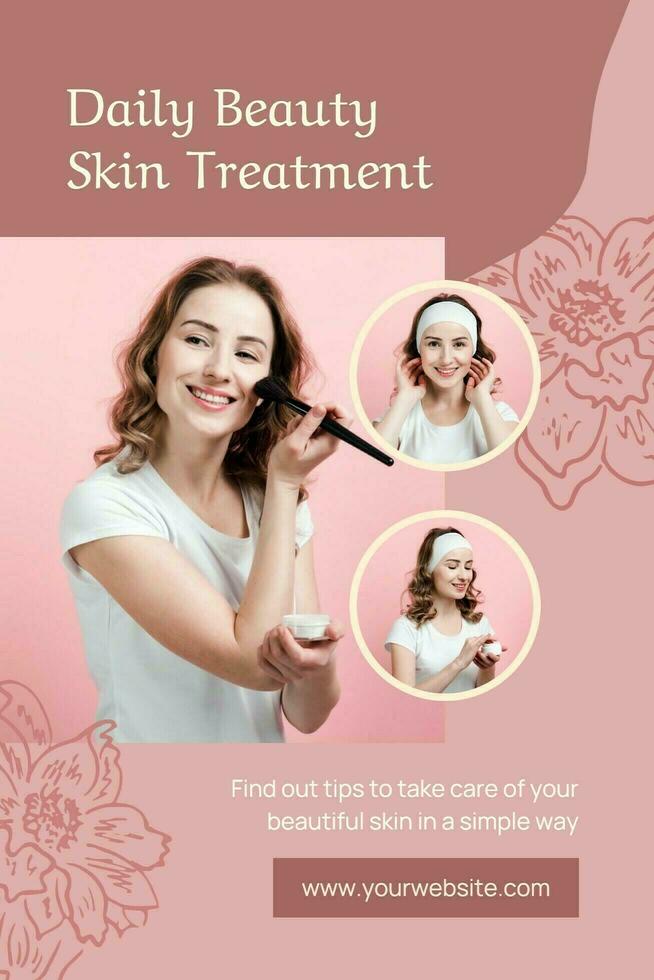 Pink Feminine Daily Beauty Treatment Pinterest template