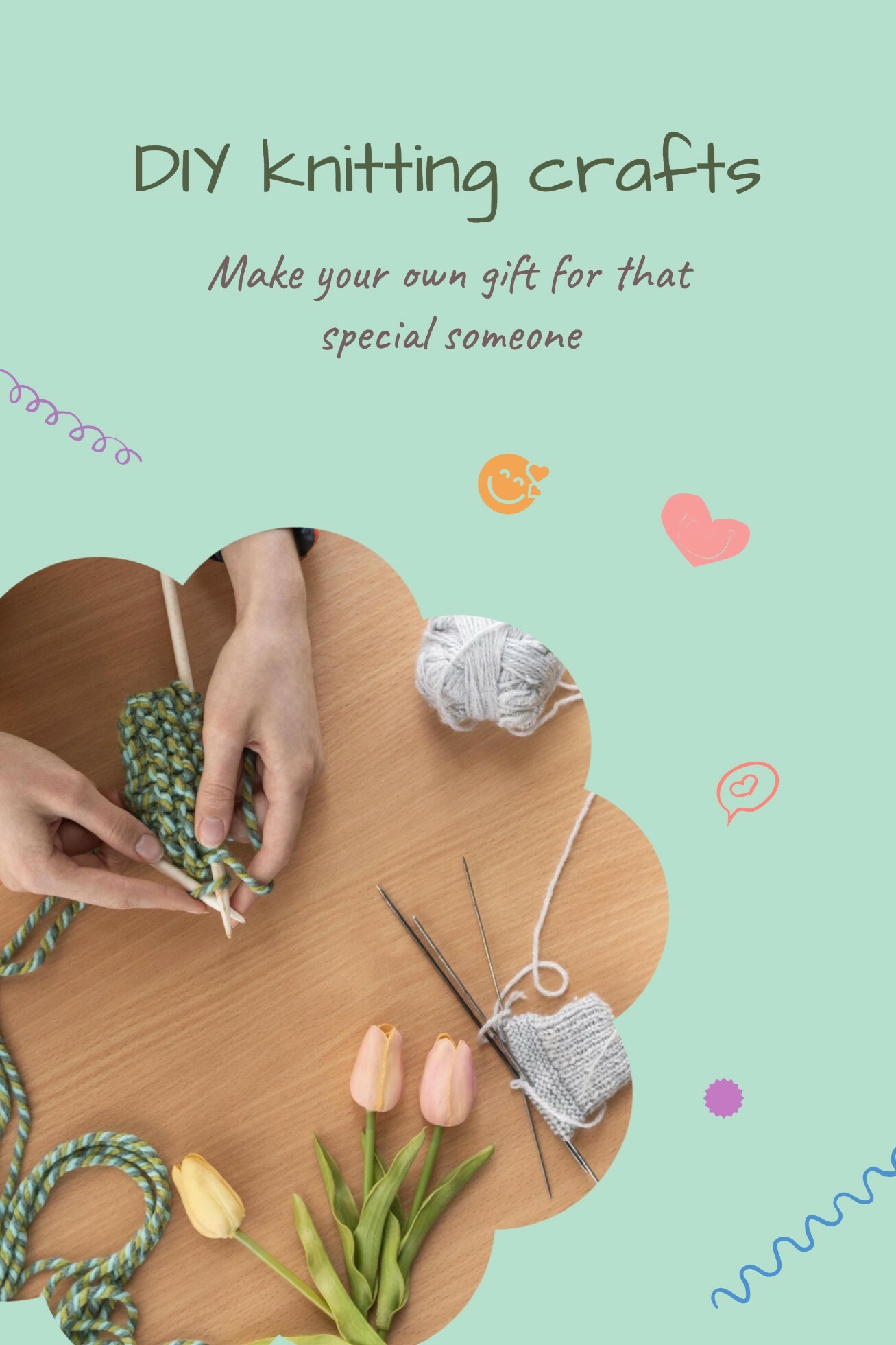 Green Playful DIY Knitting Craft Pinterest template