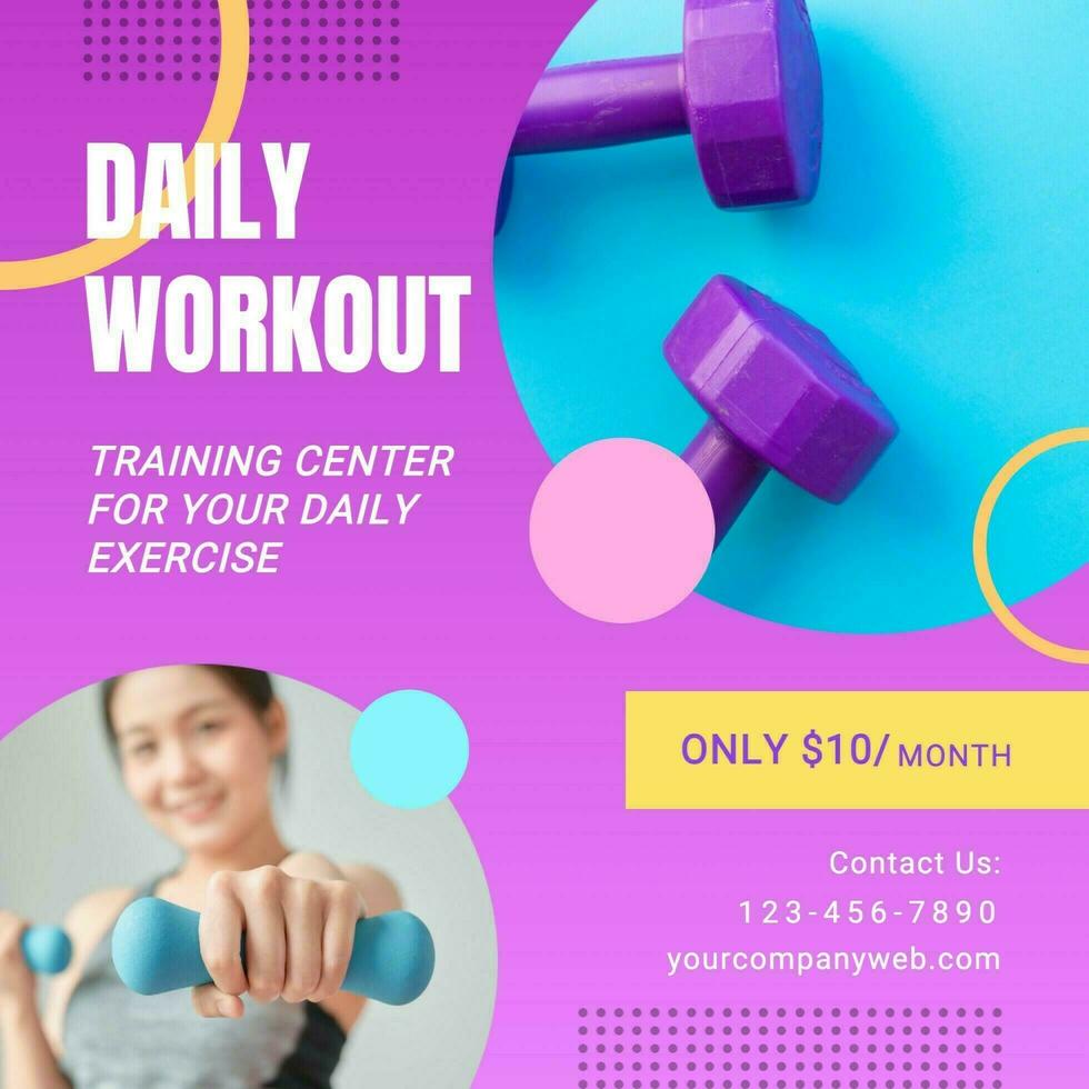 Modern Workout Training Instagram Post template