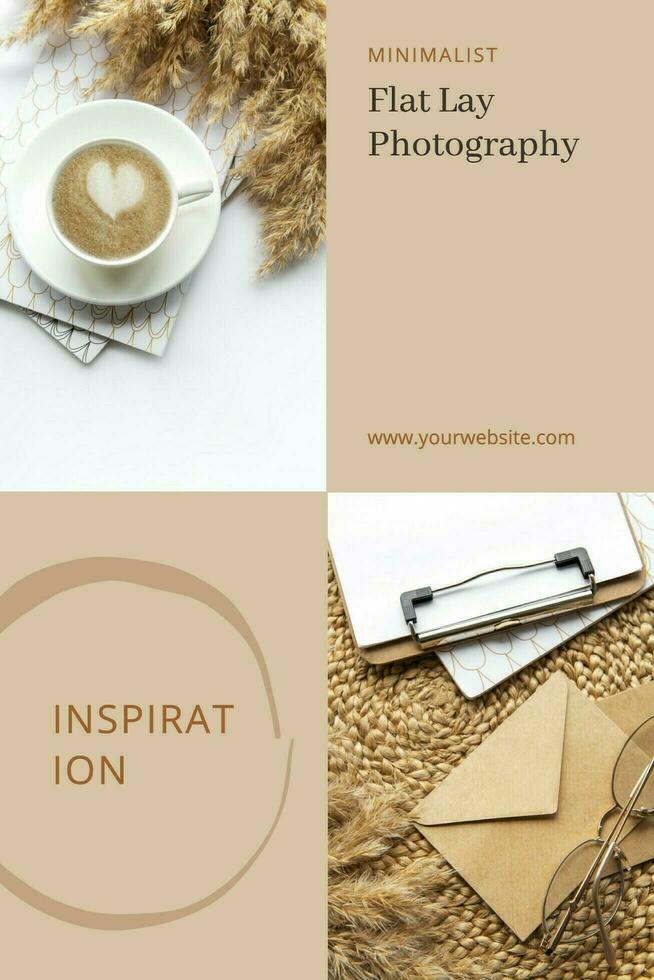 Beige Minimalist Flat Lay Photography Inspiration Pinterest template