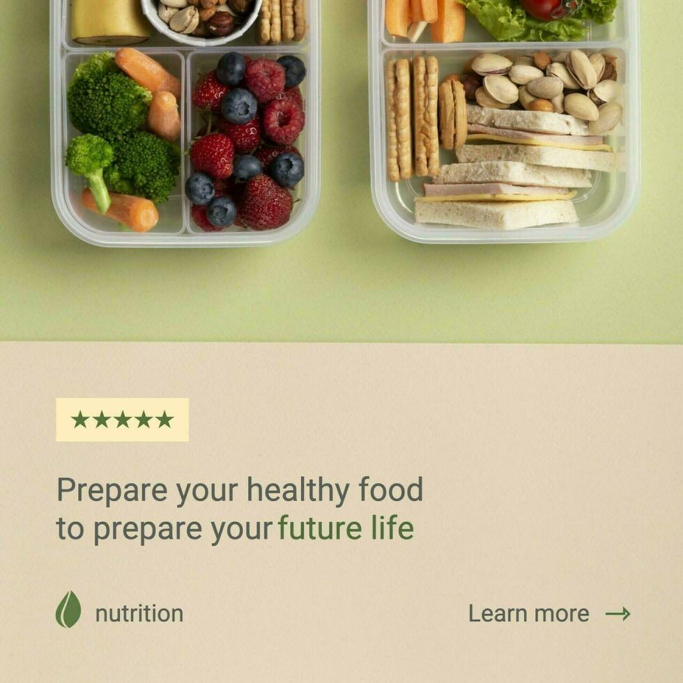 Beige Minimalist Healthy Food for Future life Instagram Post template