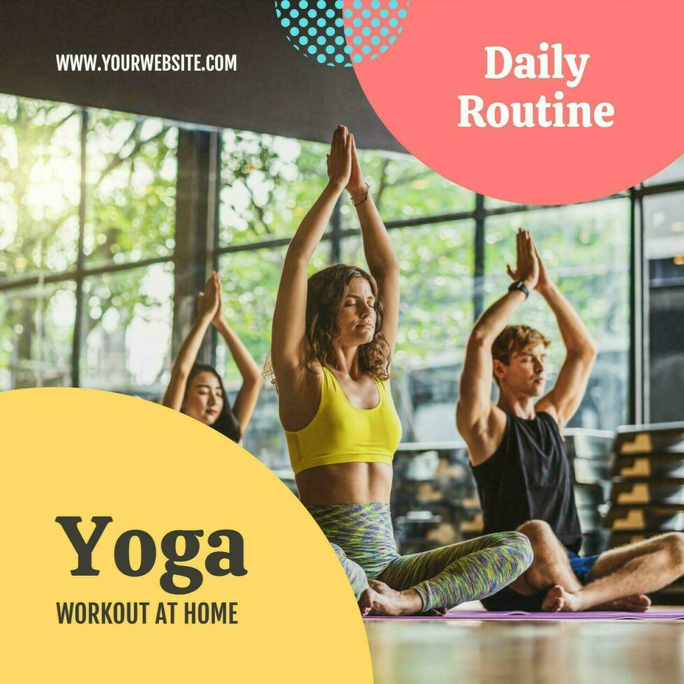 Yellow Circle Daily Yoga Routine Instagram Post 20011877 Template