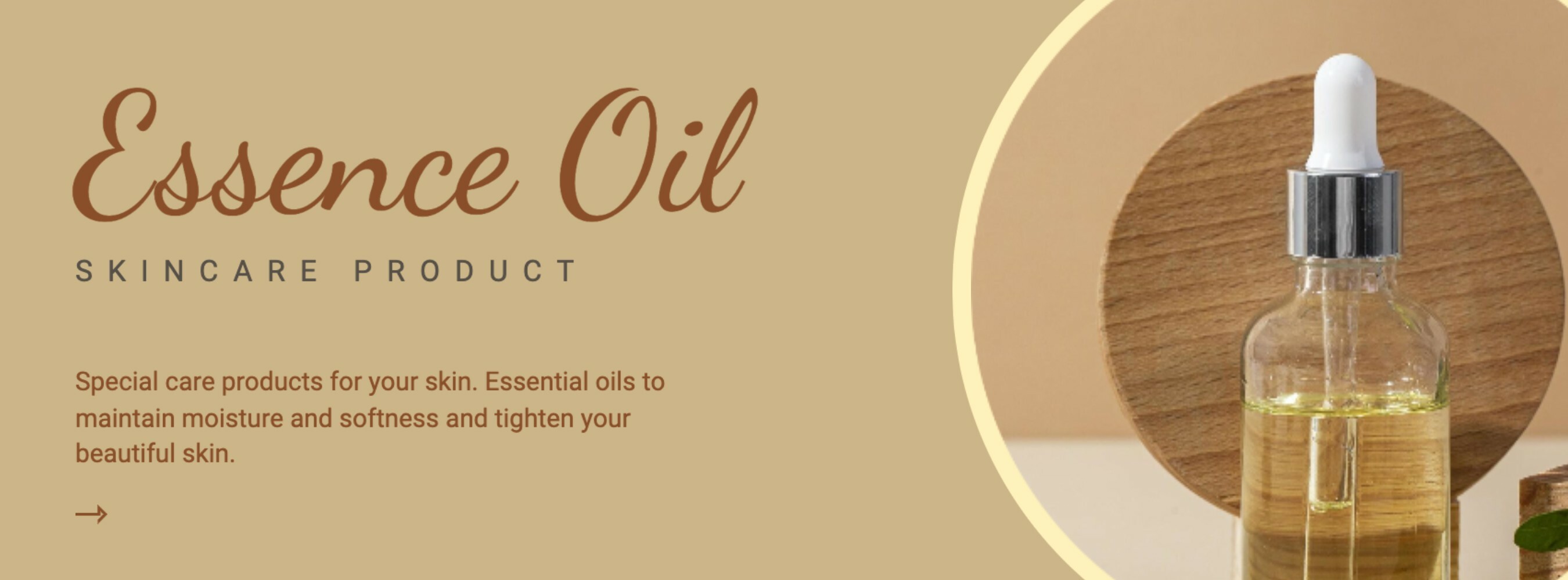 Brown Aesthetic Skin Care Oil Product Facebook Cover template