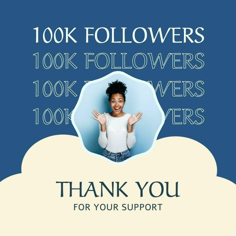 Blue Feminine Thank You Followers Instagram Post template