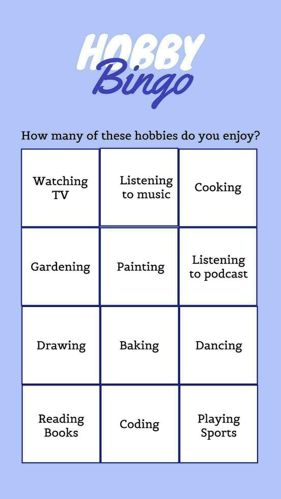 Hobby bingo game template 20011968 plantilla