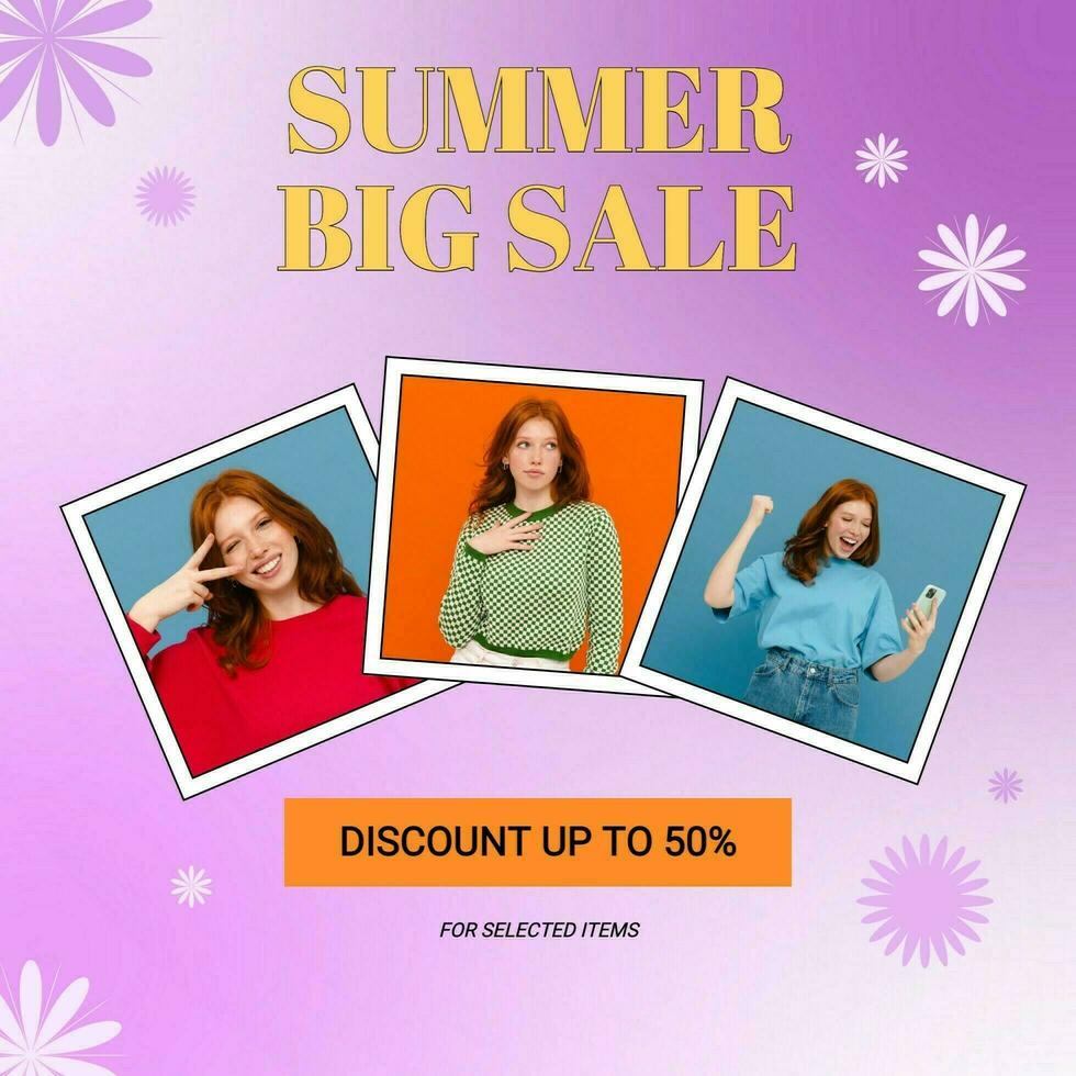 Purple Retro Summer Sale Instagram Post template