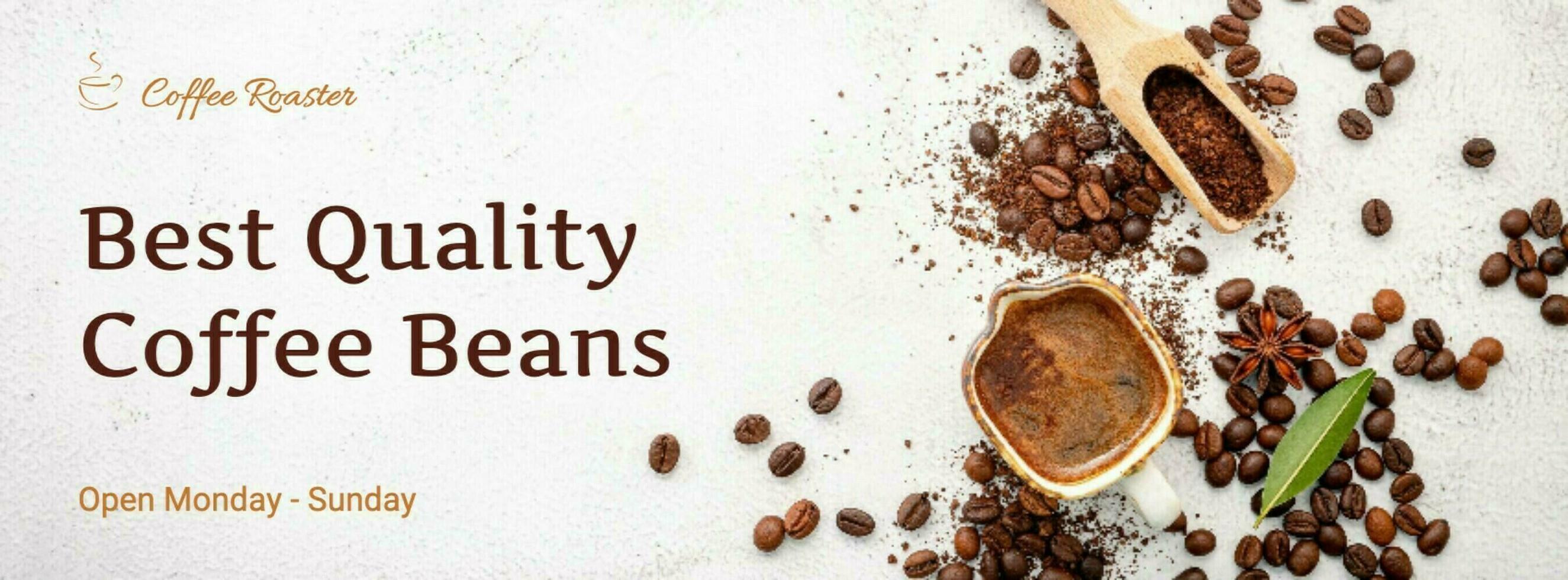 Brown Aesthetic Coffee Beans Roaster Shop Facebook Cover template