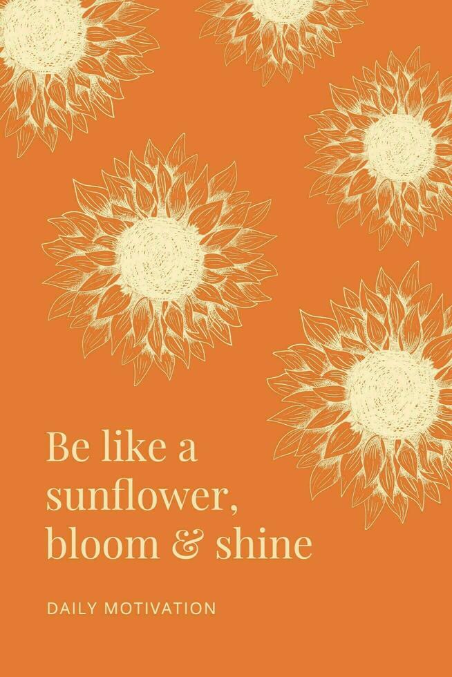 Orange Floral Daily Motivation Quote Pinterest template