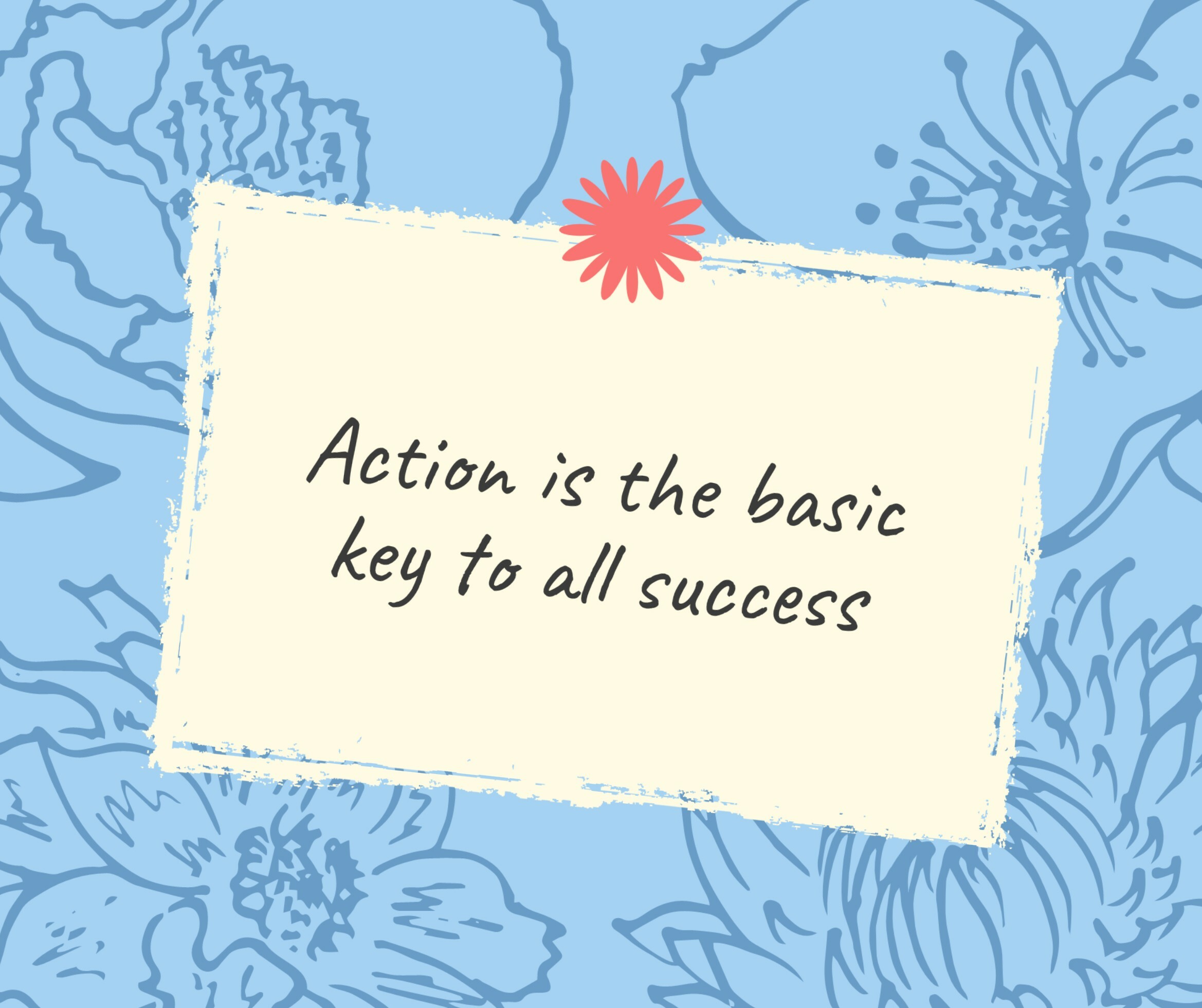 Blue Floral Success Quote Facebook Post template