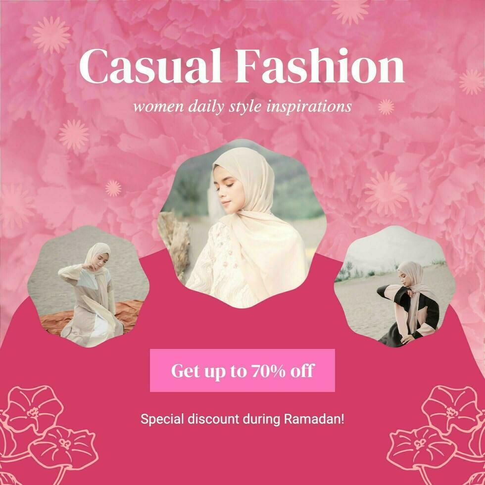 Pink Floral Fashion Discount Instagram Post template