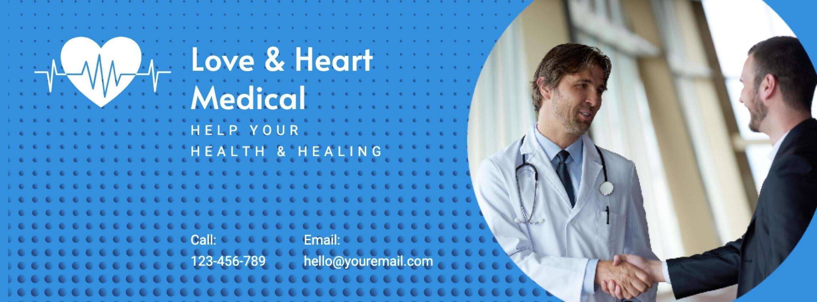 Blue Modern Heart Medical Facebook Cover template