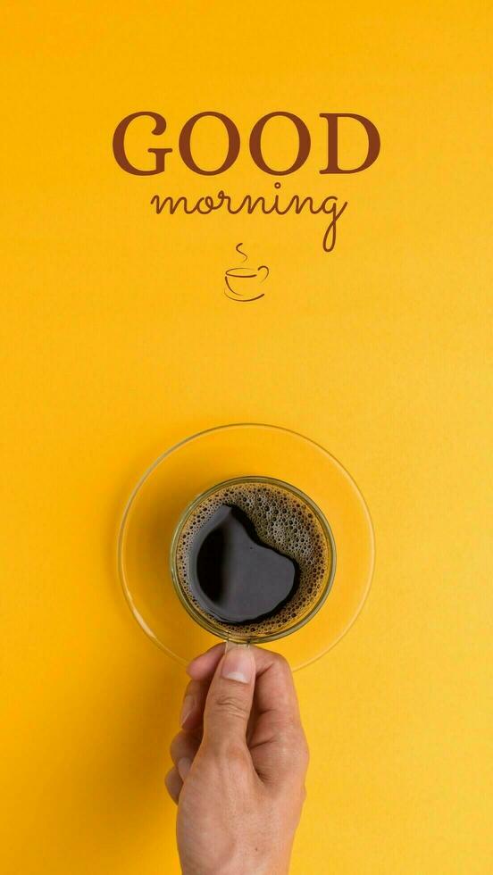 Yellow Minimalist Start The Day With Coffee Instagram Story template