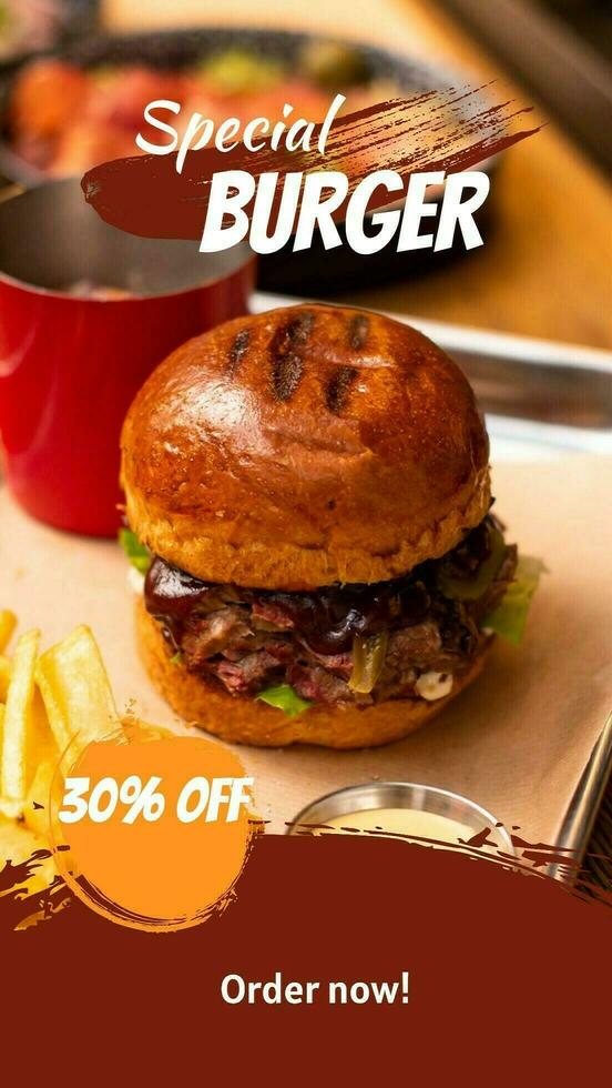 Yellow Splatter Burger Promo Sale Instagram Story template