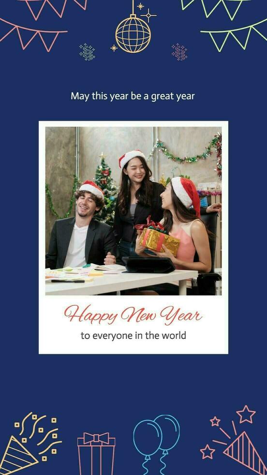 Blue Minimalist Happy New Year  World Instagram Story template