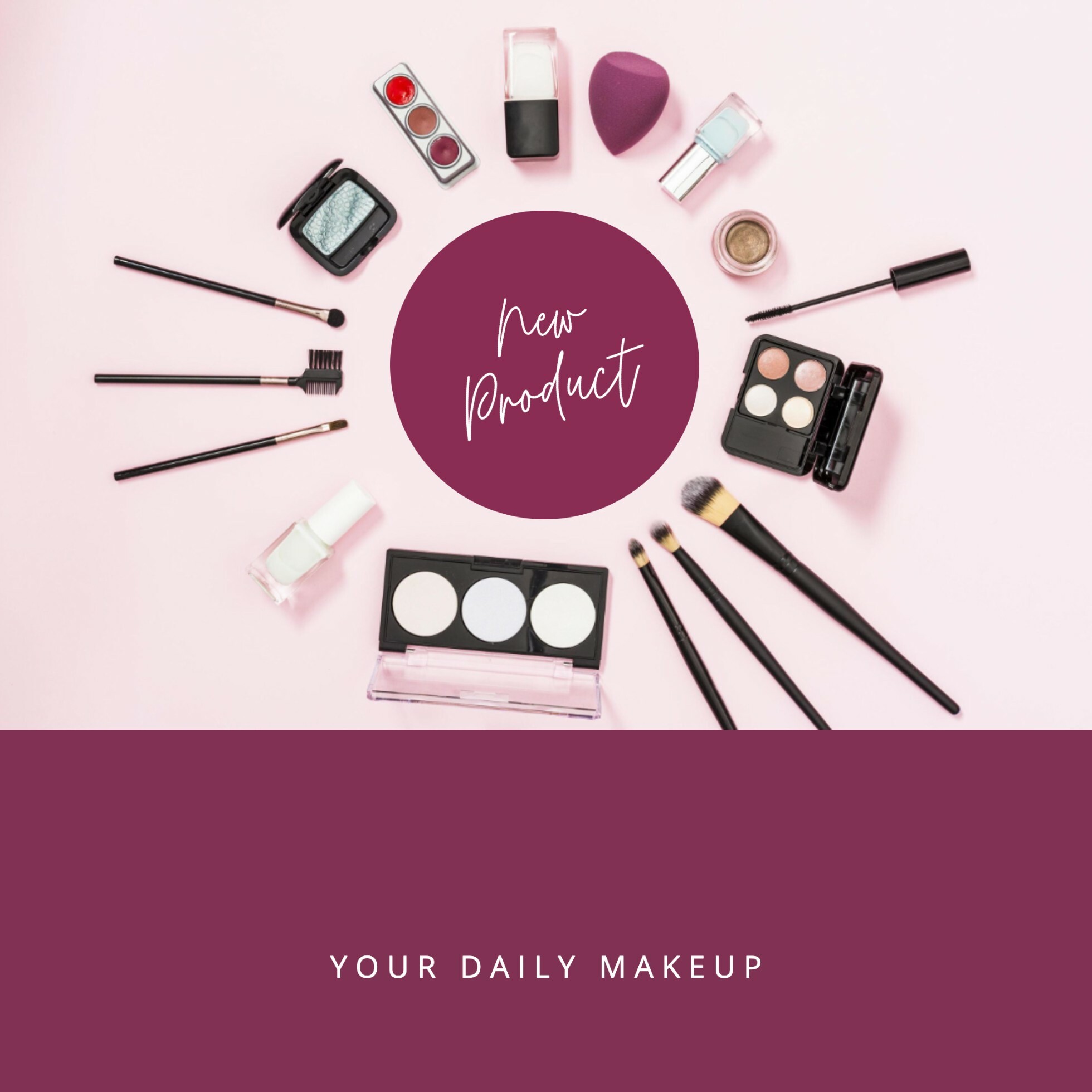 Pink Feminine Daily Makeup Product Instagram Post template