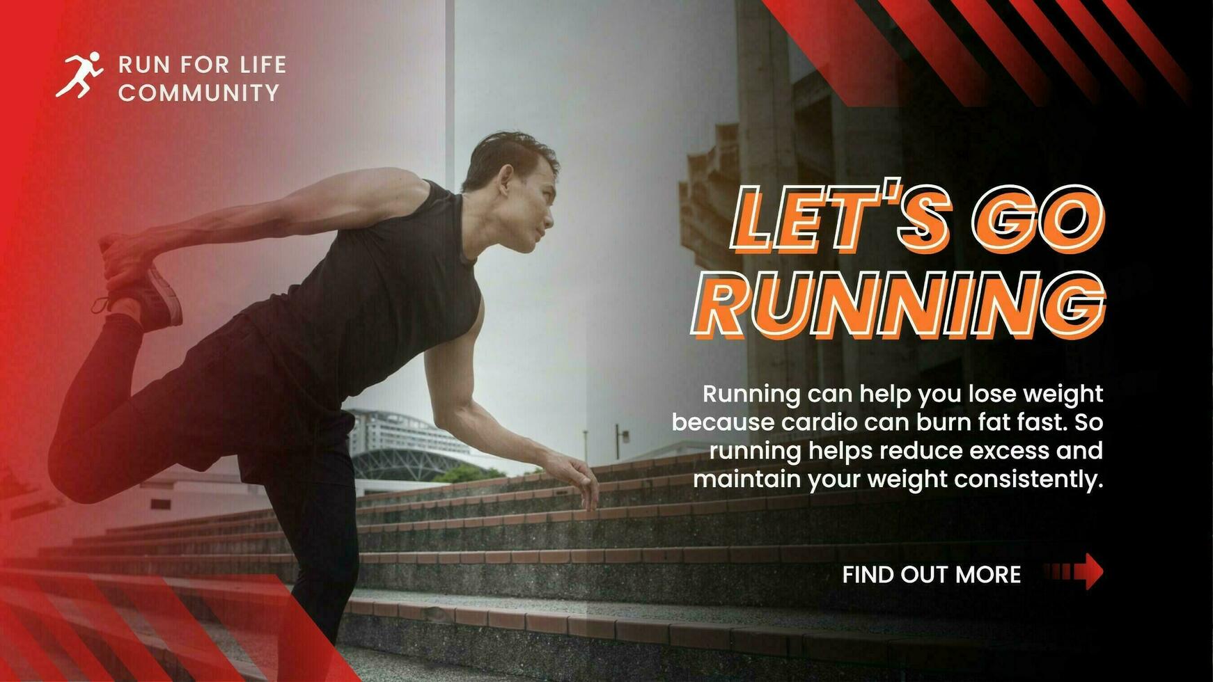 Red Masculine Running Workout Youtube Banner template