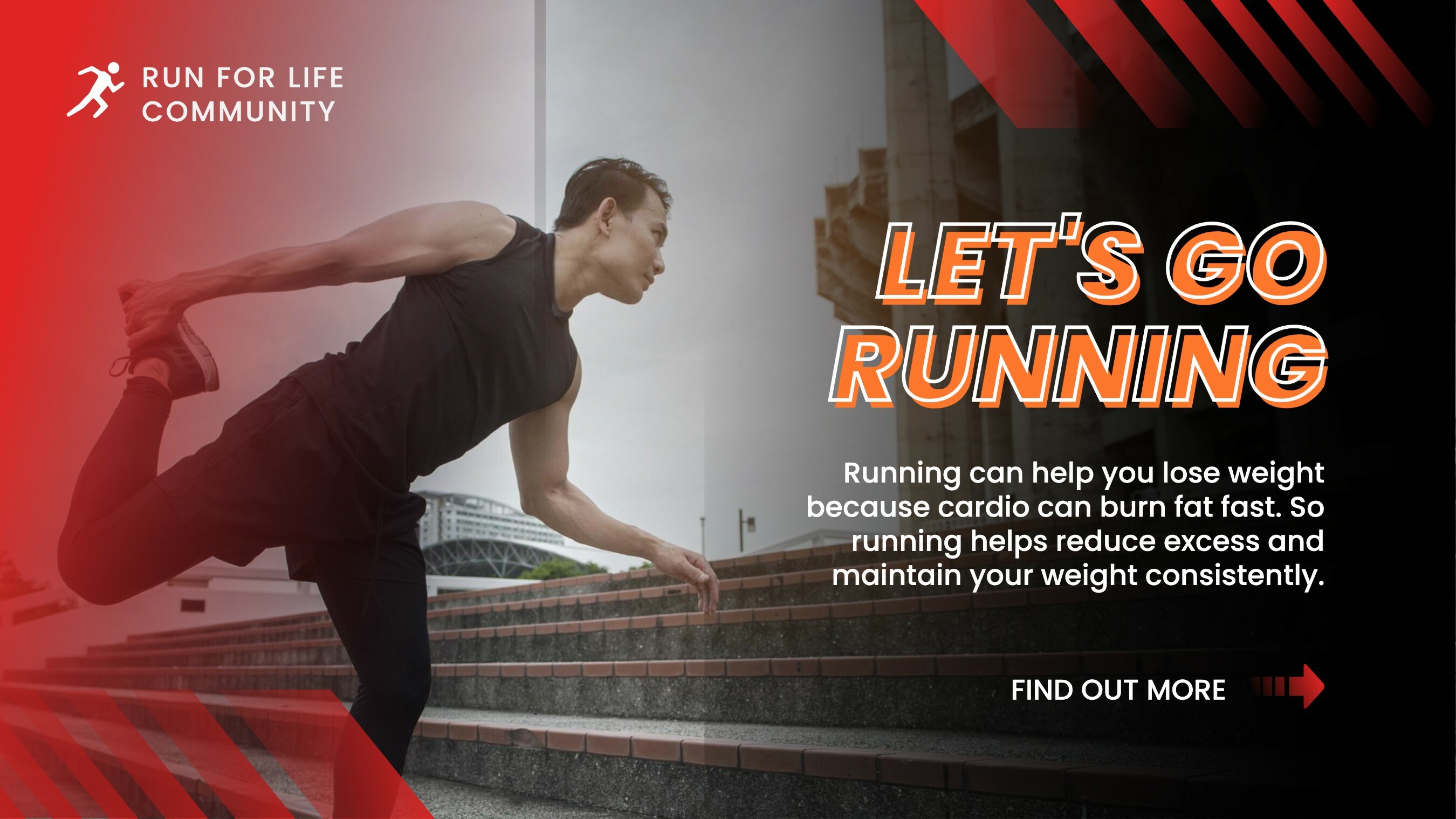 Red Masculine Running Workout Youtube Banner template