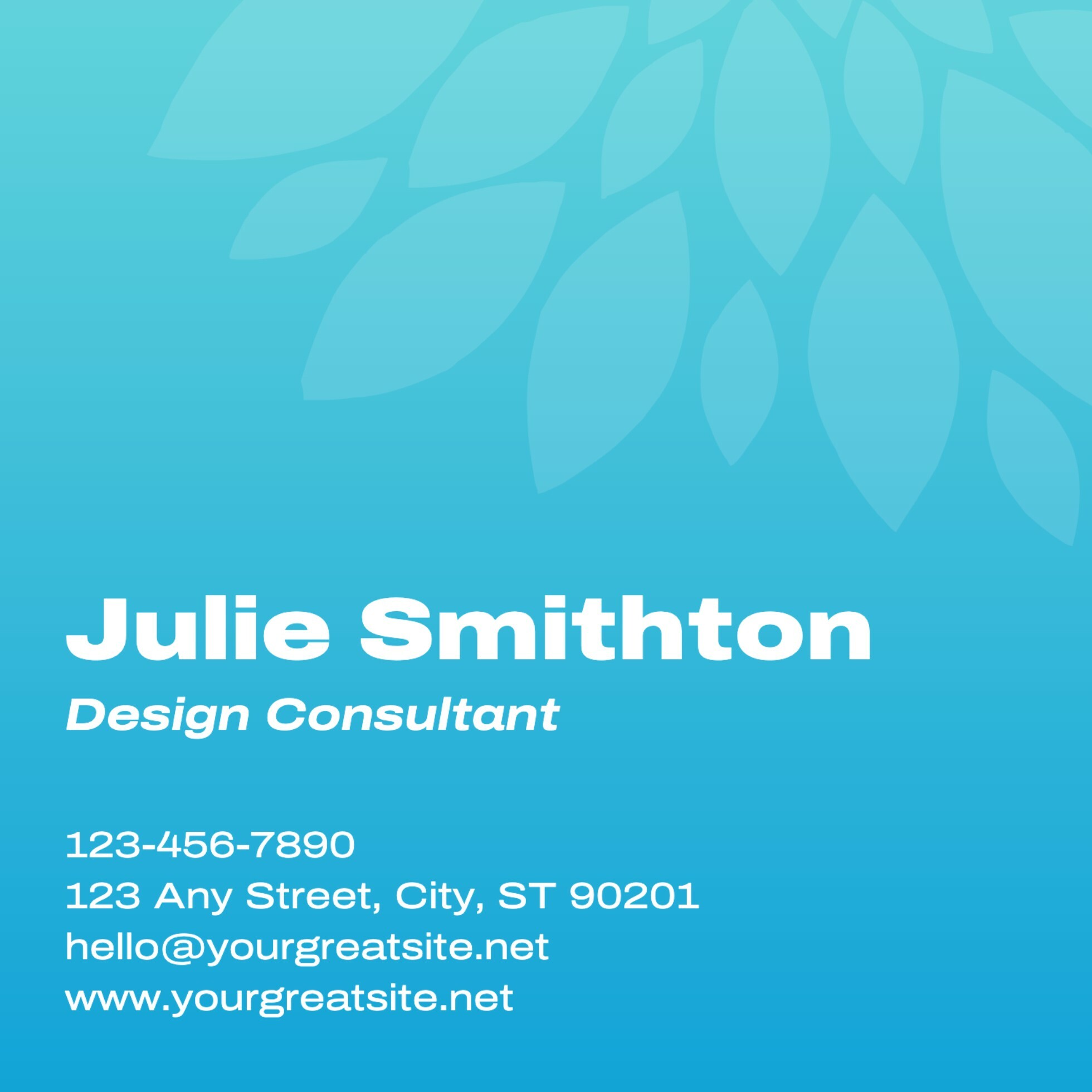 Light Blue Square Consultant Business Card Template