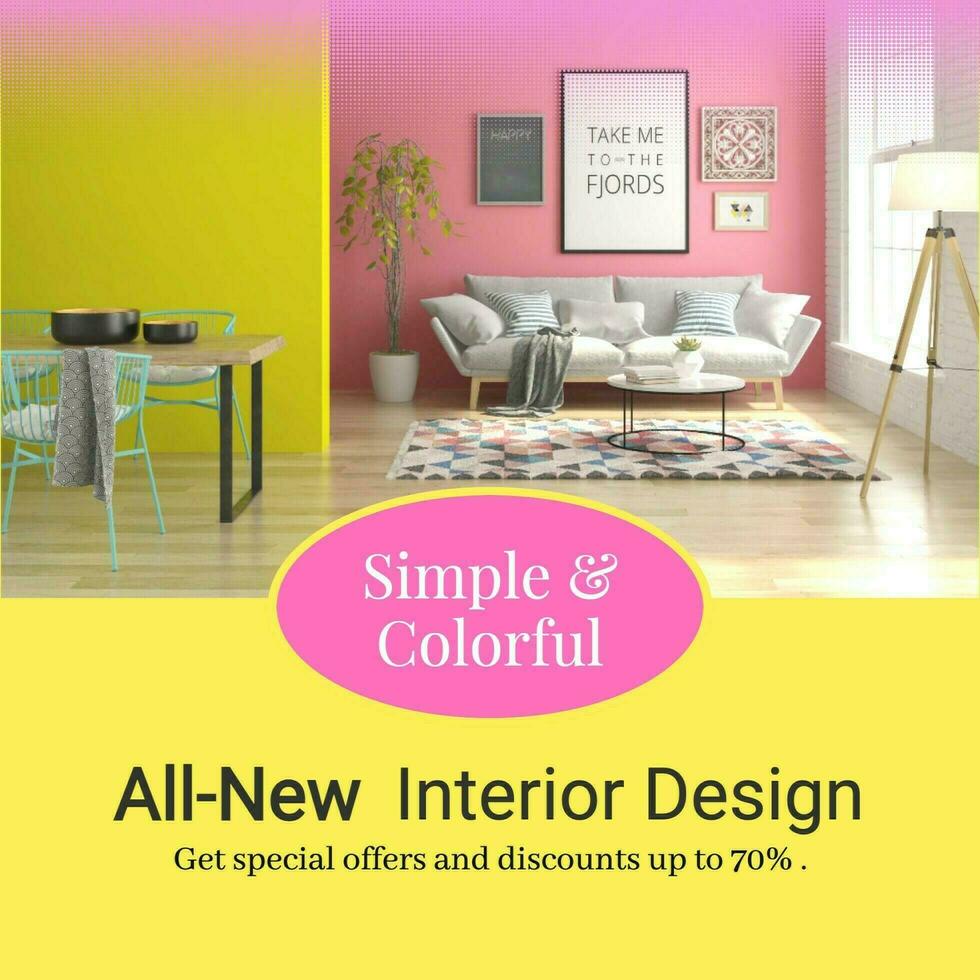 Yellow Simple Colorful Interior Design Instagram Post template