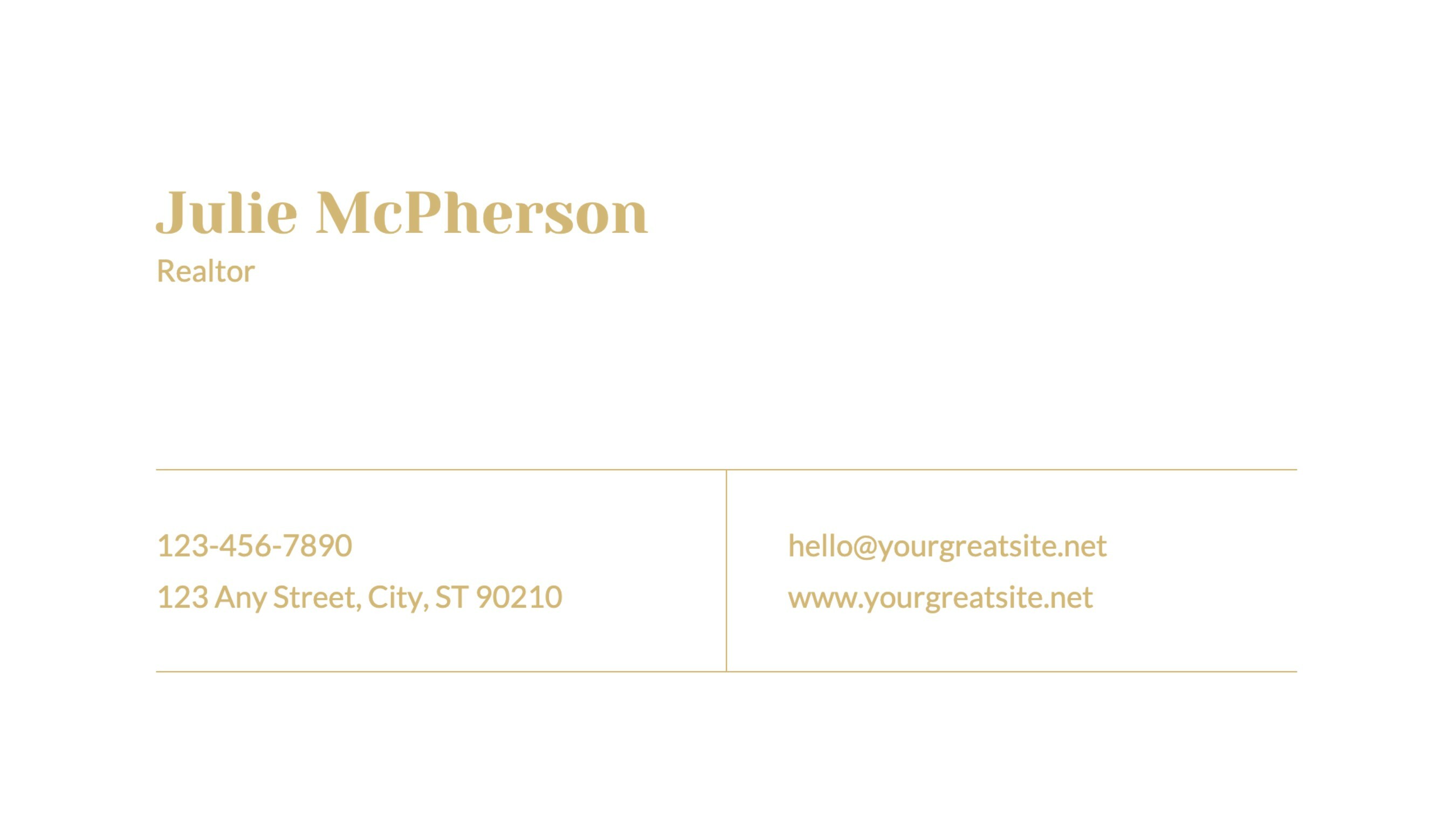 Simple Gold Luxury Real Estate Business Card Template