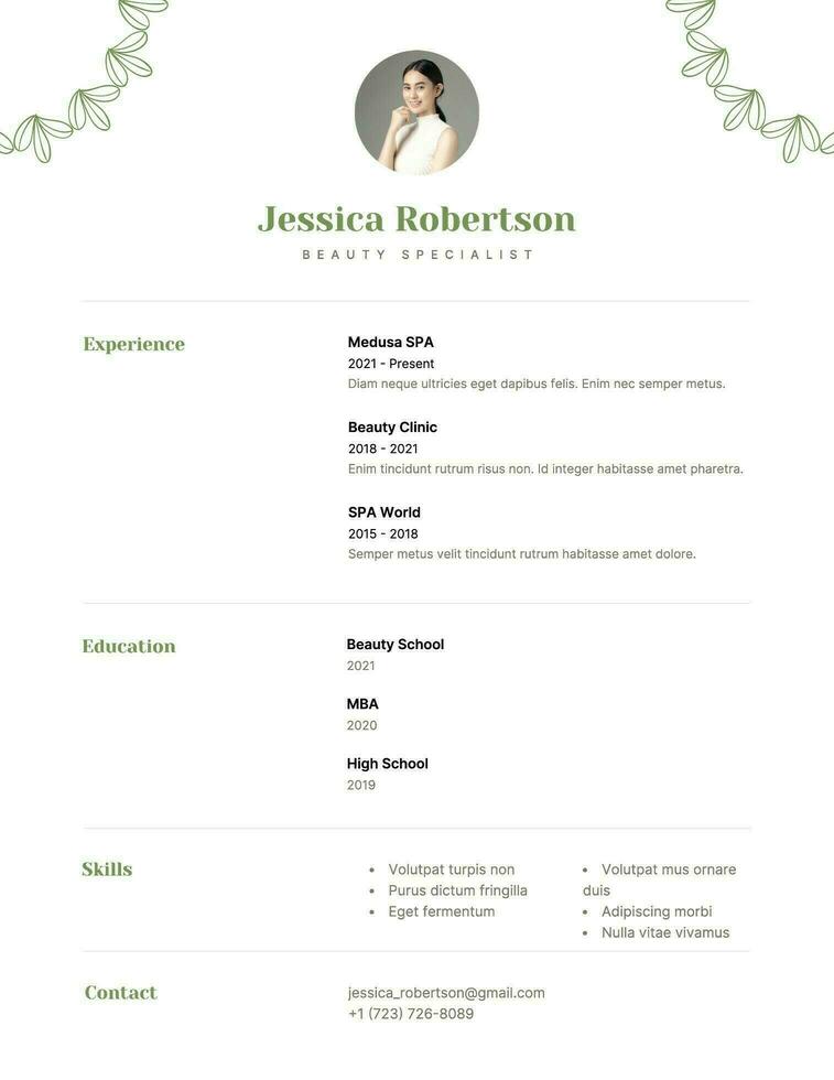 Beauty Themed Resume Template