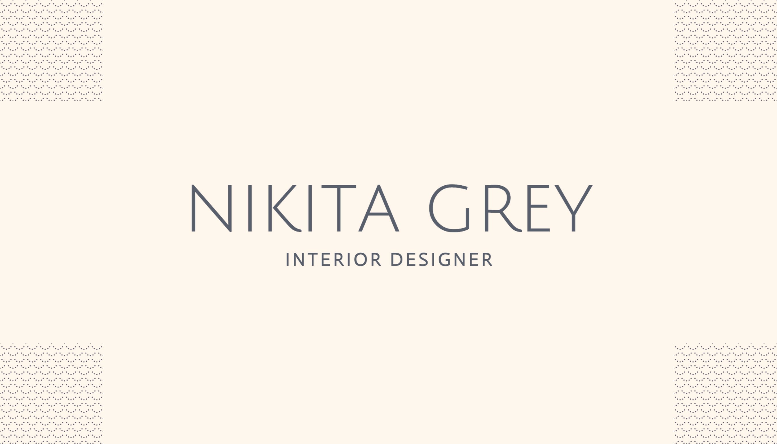 Beige Minimalist Interior Designer Business Card template