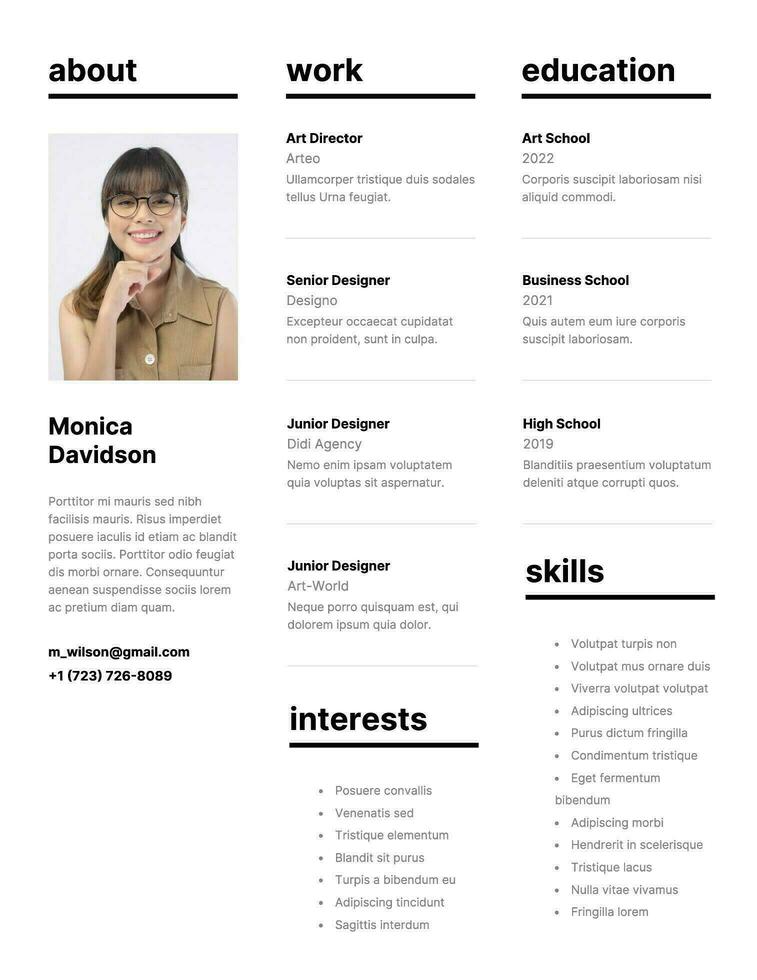 Simple Black and White Resume Template