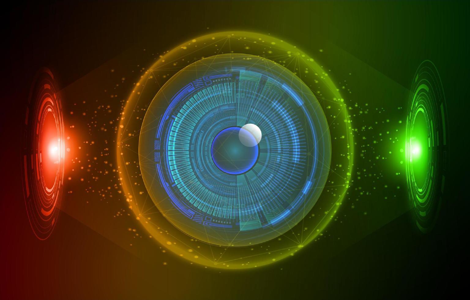 Modern Holographic Eye on Technology Background vector