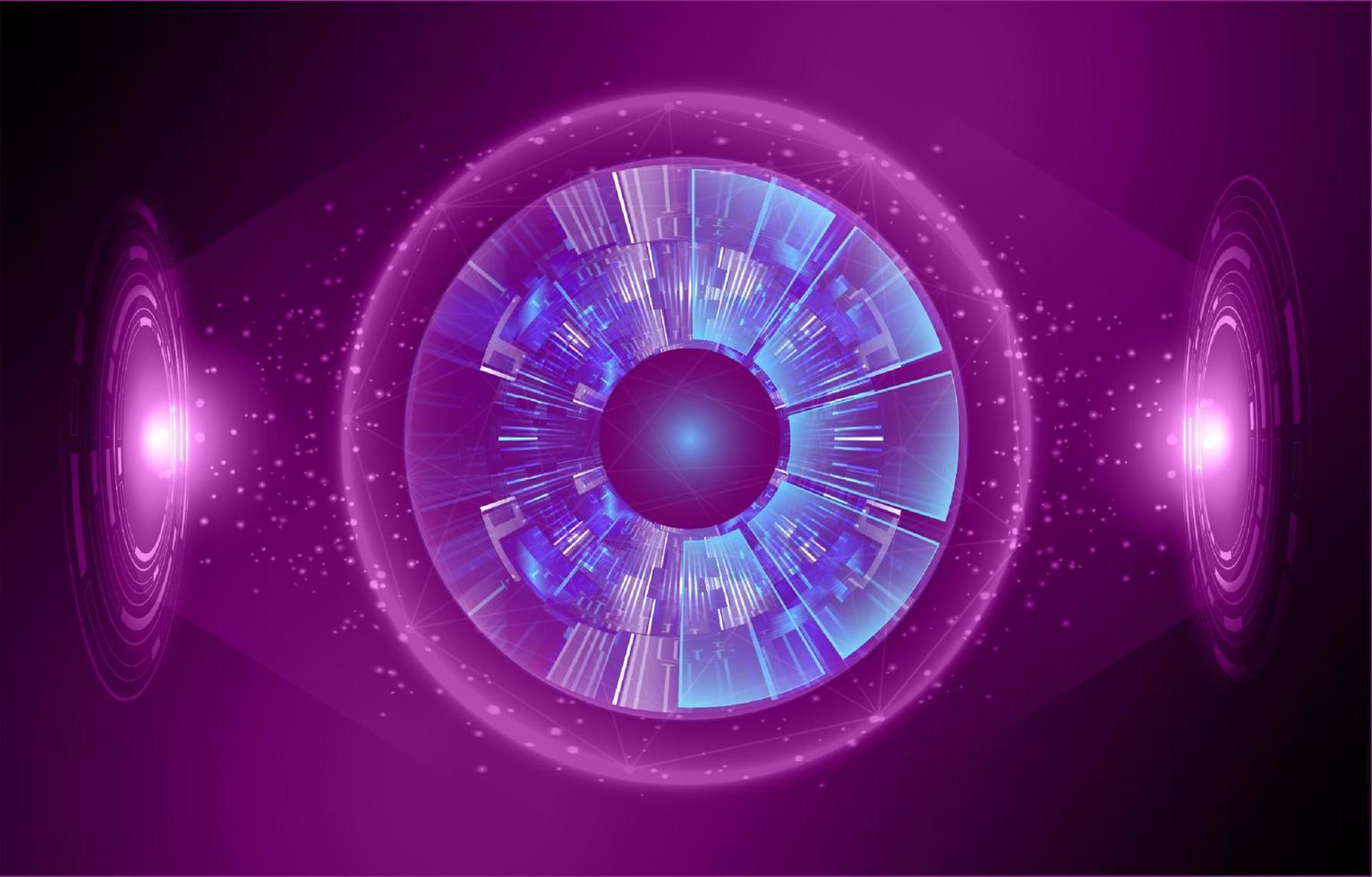 Modern Holographic Eye on Technology Background vector