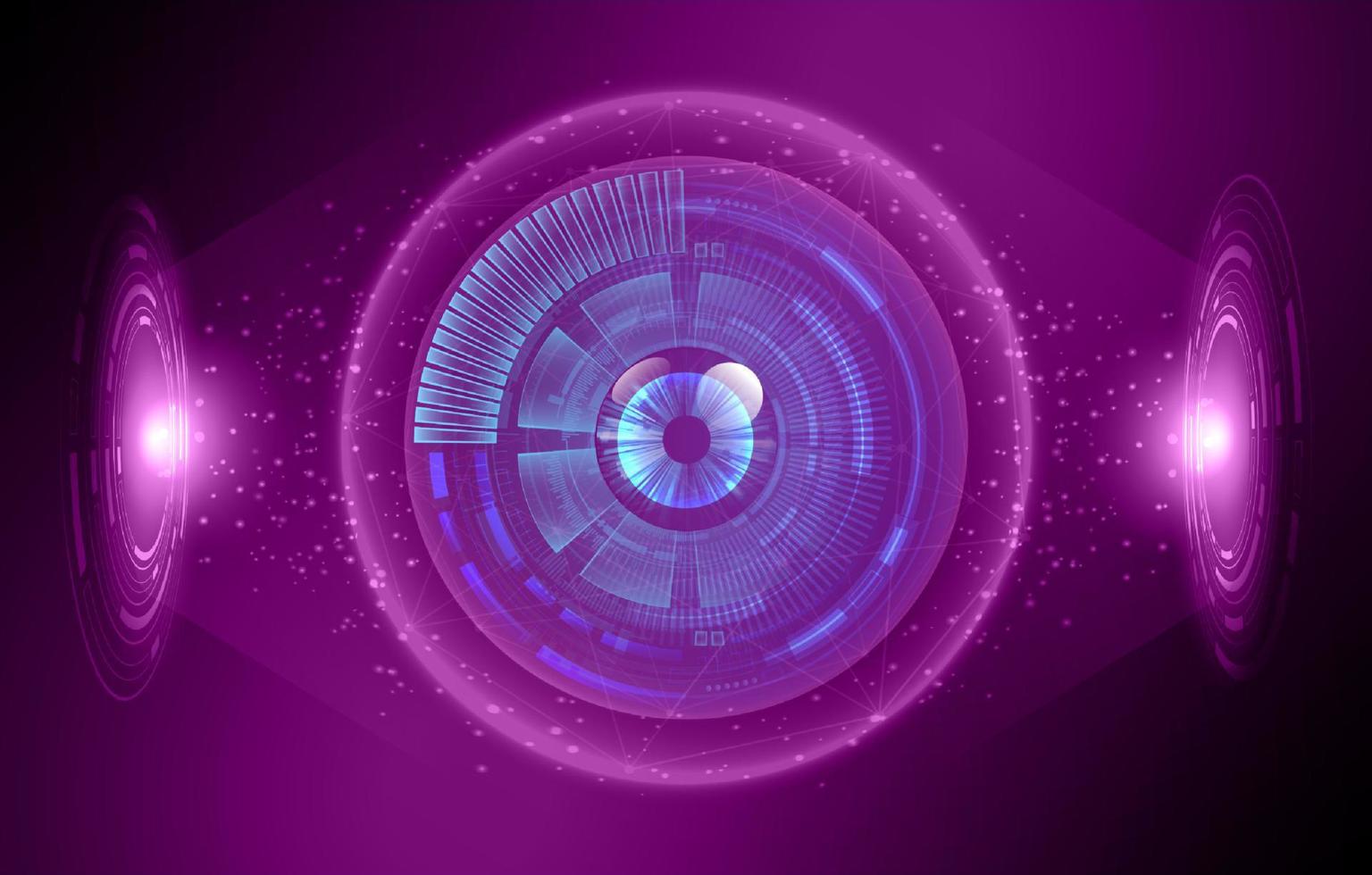 Modern Holographic Eye on Technology Background vector