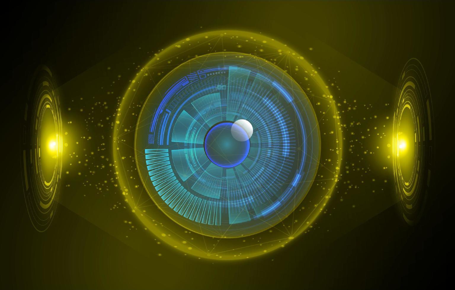 Modern Holographic Eye on Technology Background vector