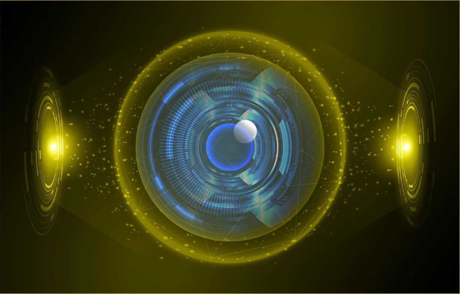 Modern Holographic Eye on Technology Background vector