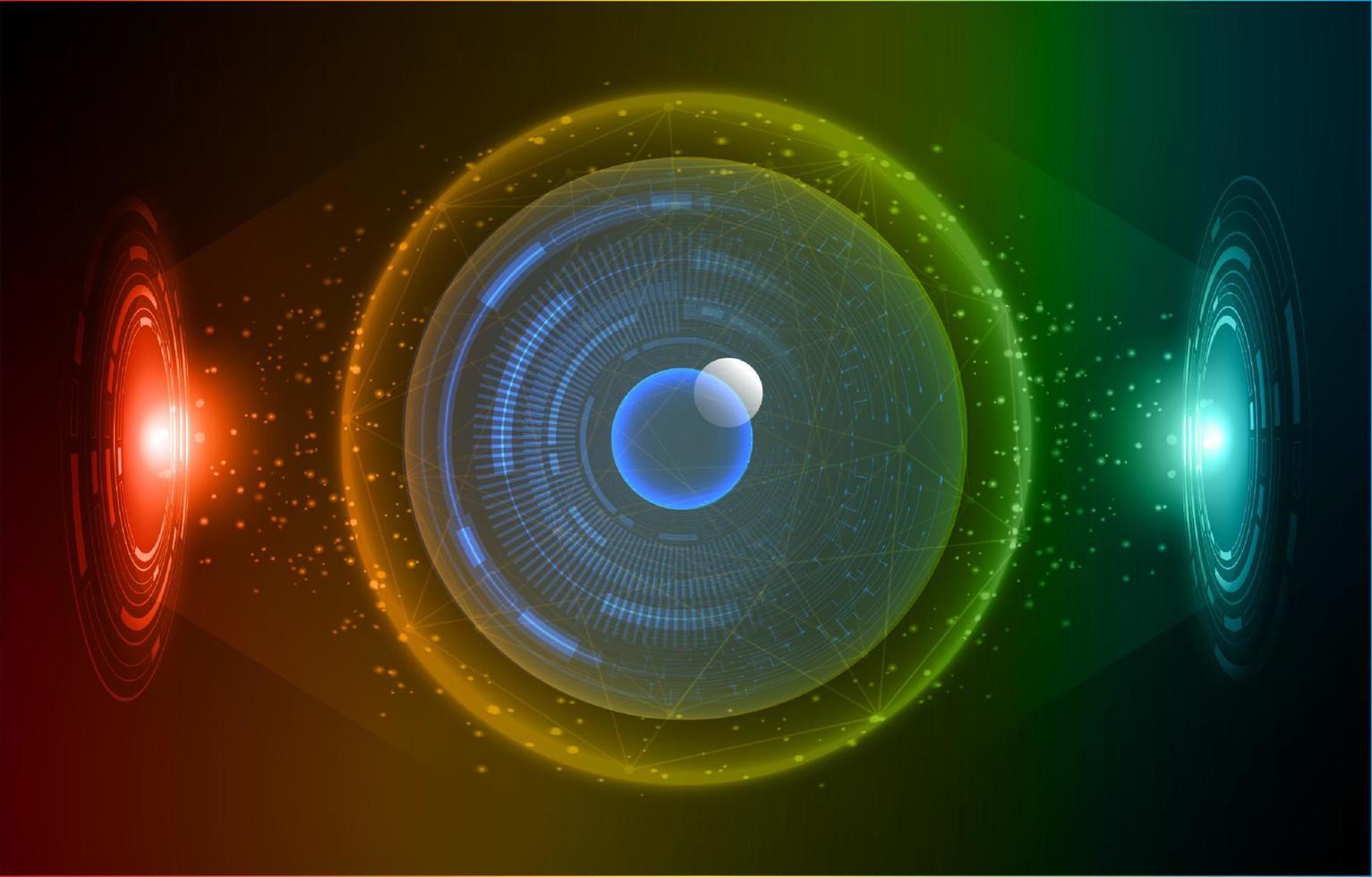 Modern Holographic Eye on Technology Background vector