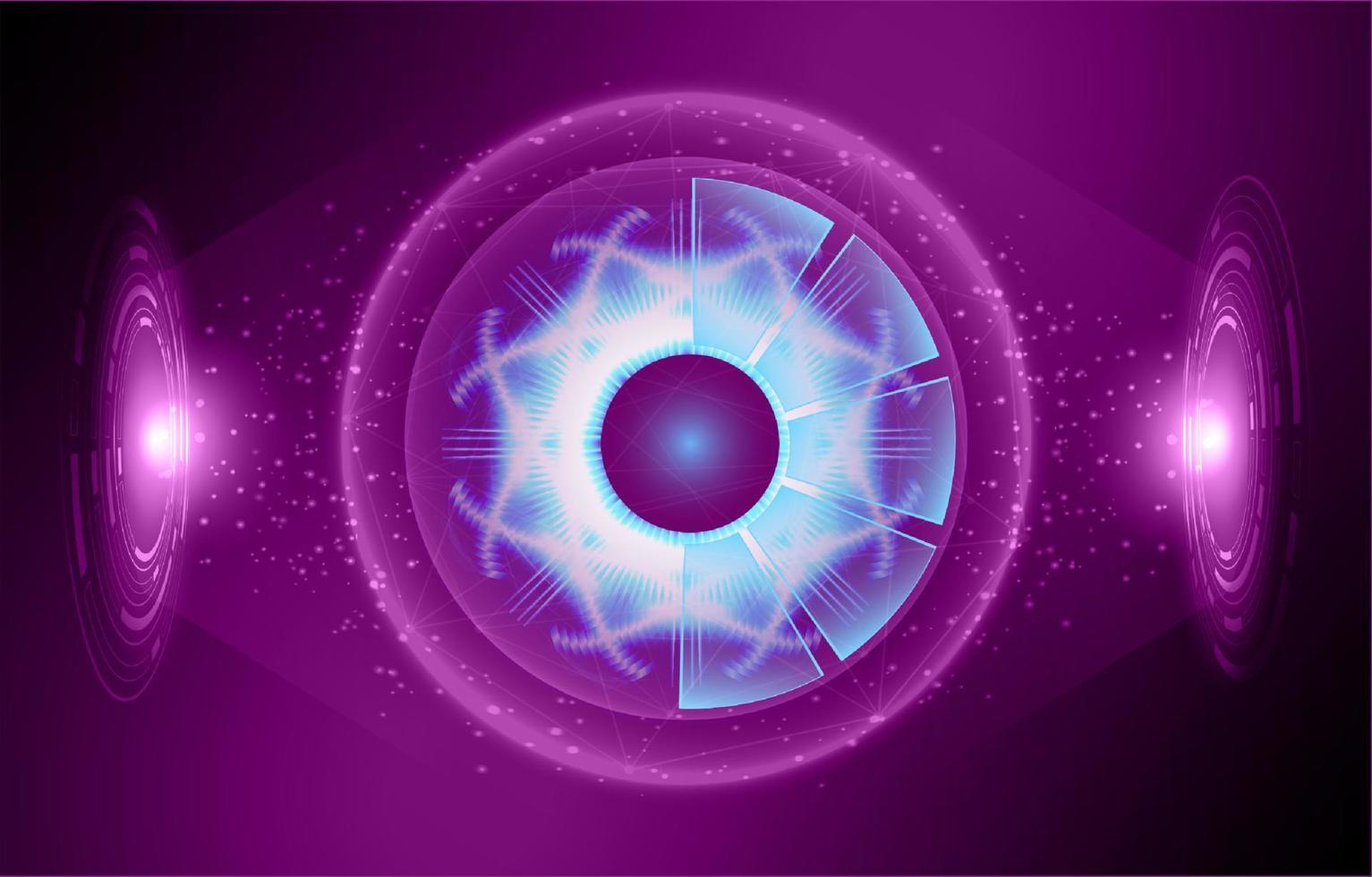 Modern Holographic Eye on Technology Background vector