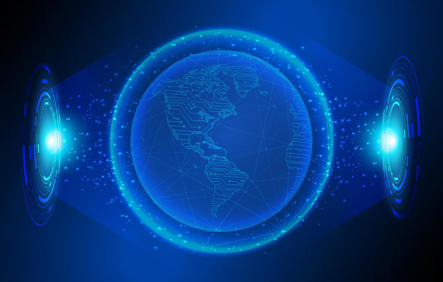 Modern Holographic Globe on Technology Background vector
