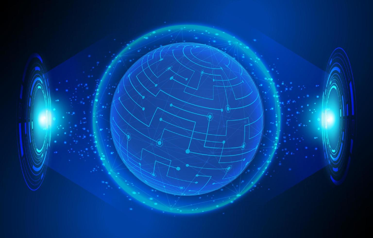 Modern Holographic Globe on Technology Background vector