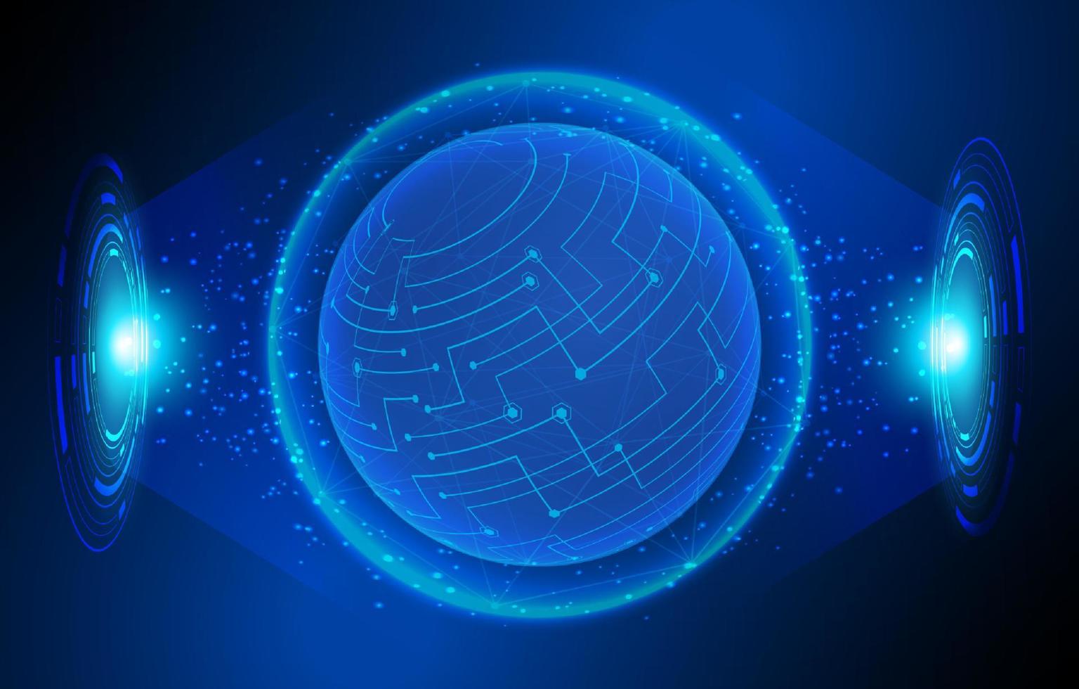 Modern Holographic Globe on Technology Background vector