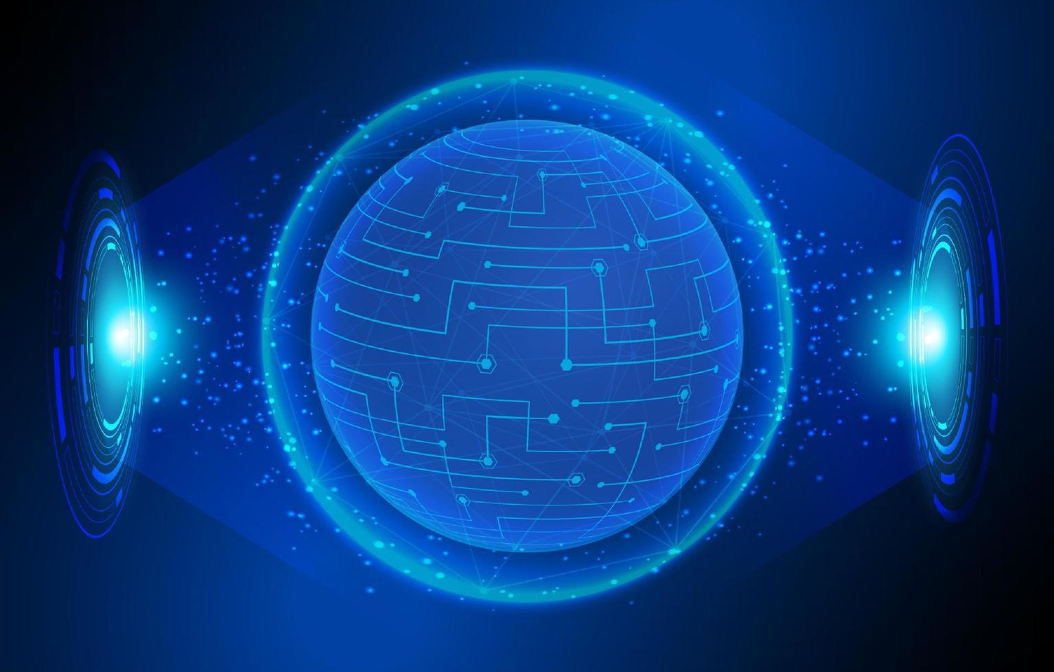 Modern Holographic Globe on Technology Background vector