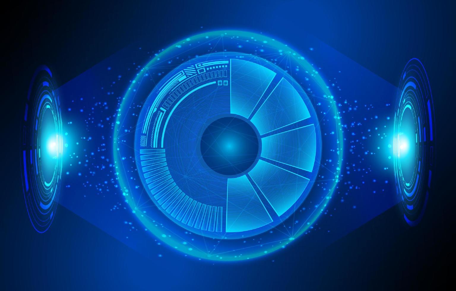 Modern Holographic Eye on Technology Background vector