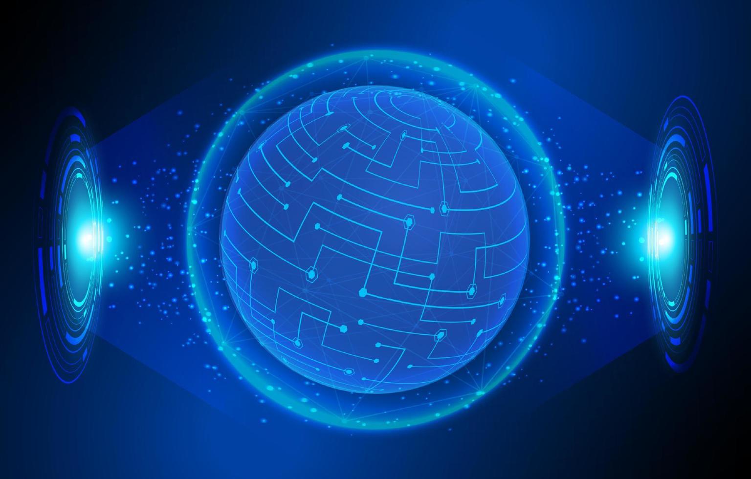 Modern Holographic Globe on Technology Background vector