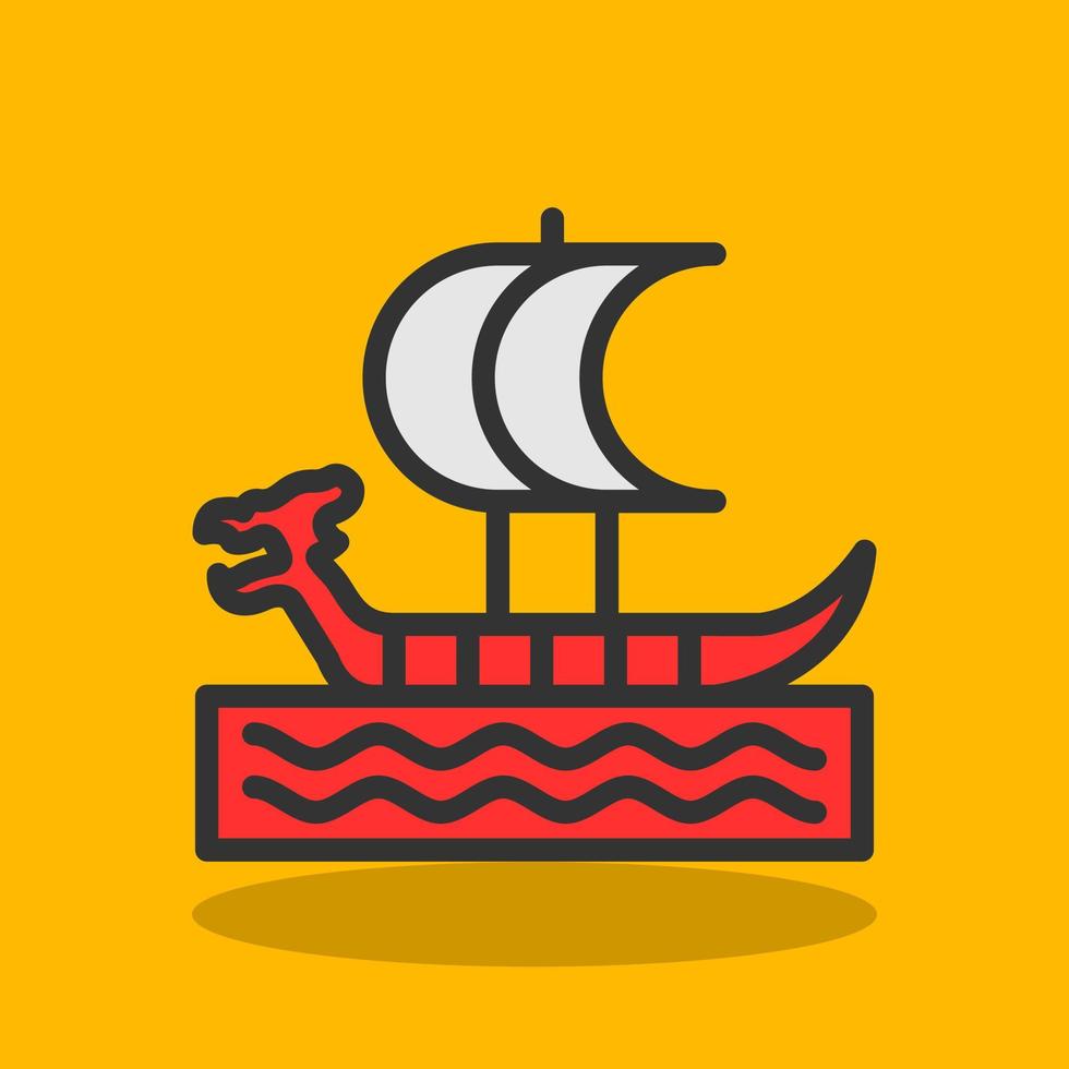 Viking Ship Vector Icon Design