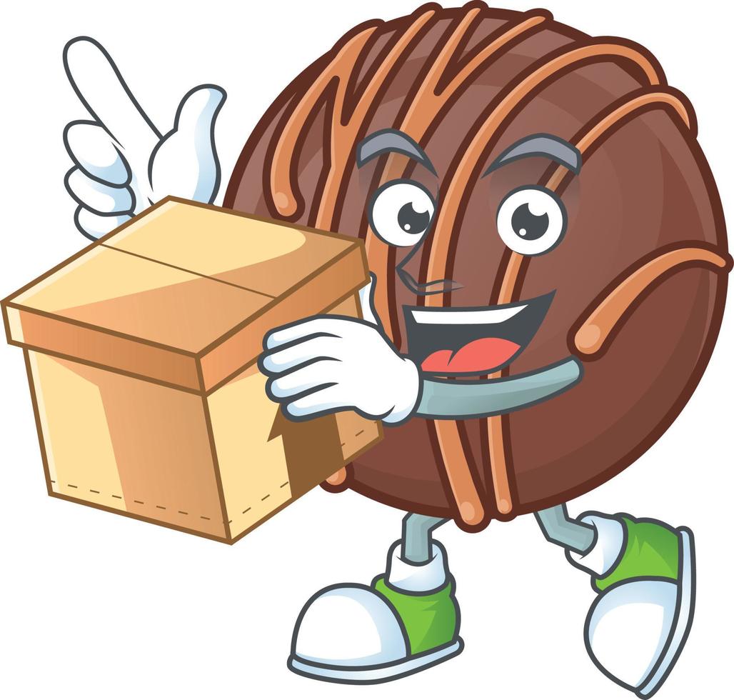 Chocolate praline ball cartoon character style vector
