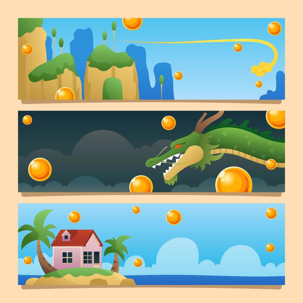 Dragon and Legend of Seven Orange Balls vector