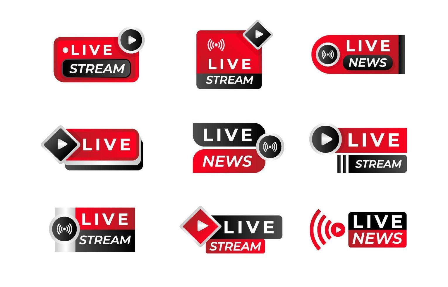 Set of Live Streaming Badges vector
