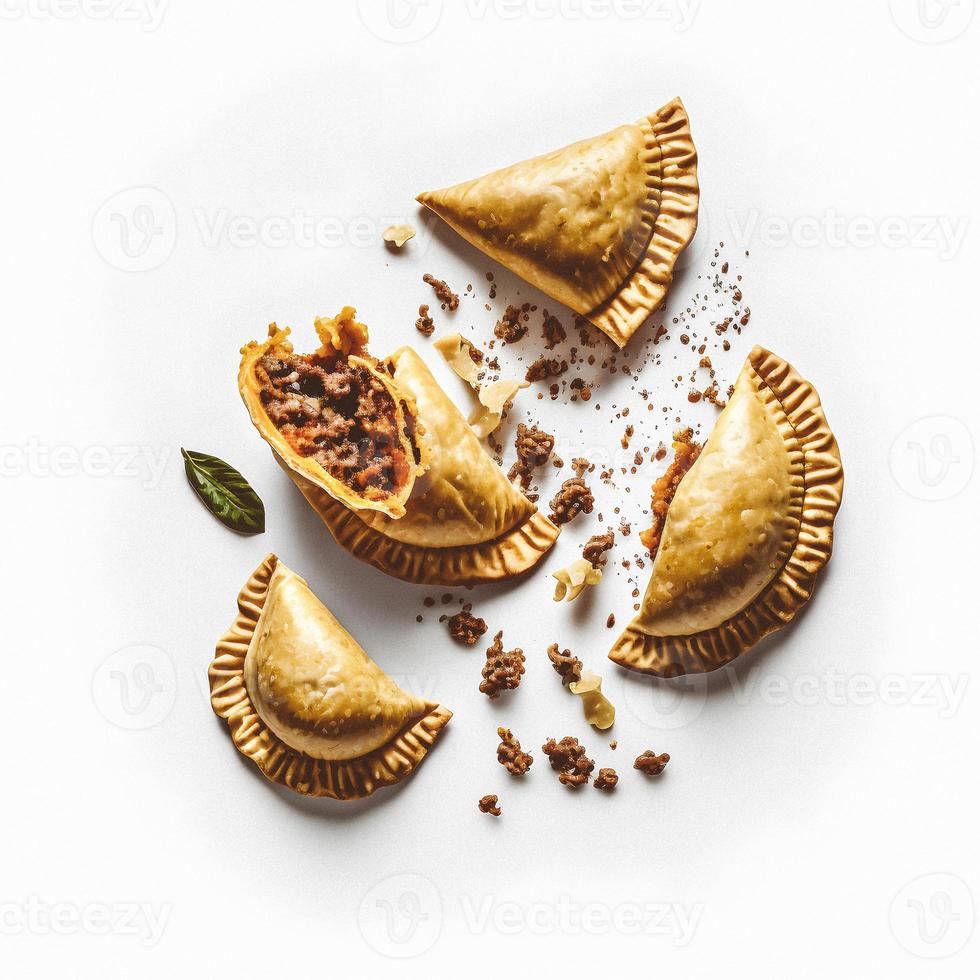 Bring a touch of sophistication to your food-related projects with our Empanadas on a white background. Showcase the rich flavors and diversity of Latin American cuisine photo